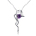 Women′s Temperament 925 Sterling Silver Purple Crytal Pendant Necklace